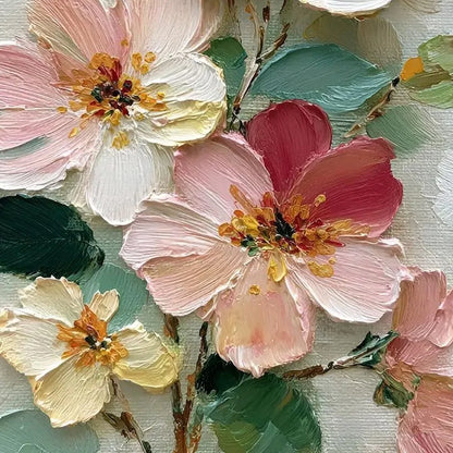 PETAL SERENADE: Vertical Textured Impasto Floral Oil Painting | rolled canvas, ready for custom framing