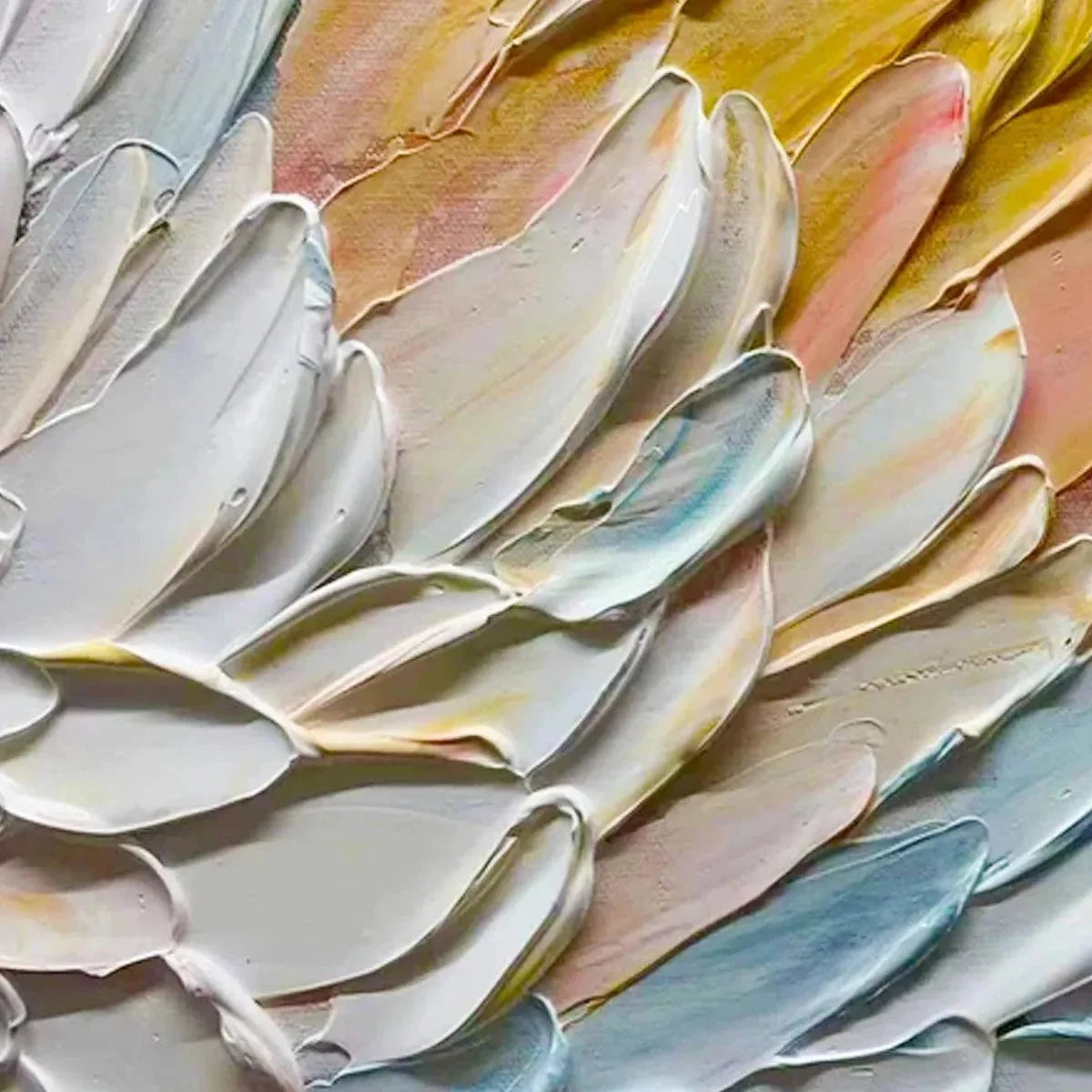 PETAL WHIRL: Textured Floral Painting in Neutral Tones | black frame version on white wall