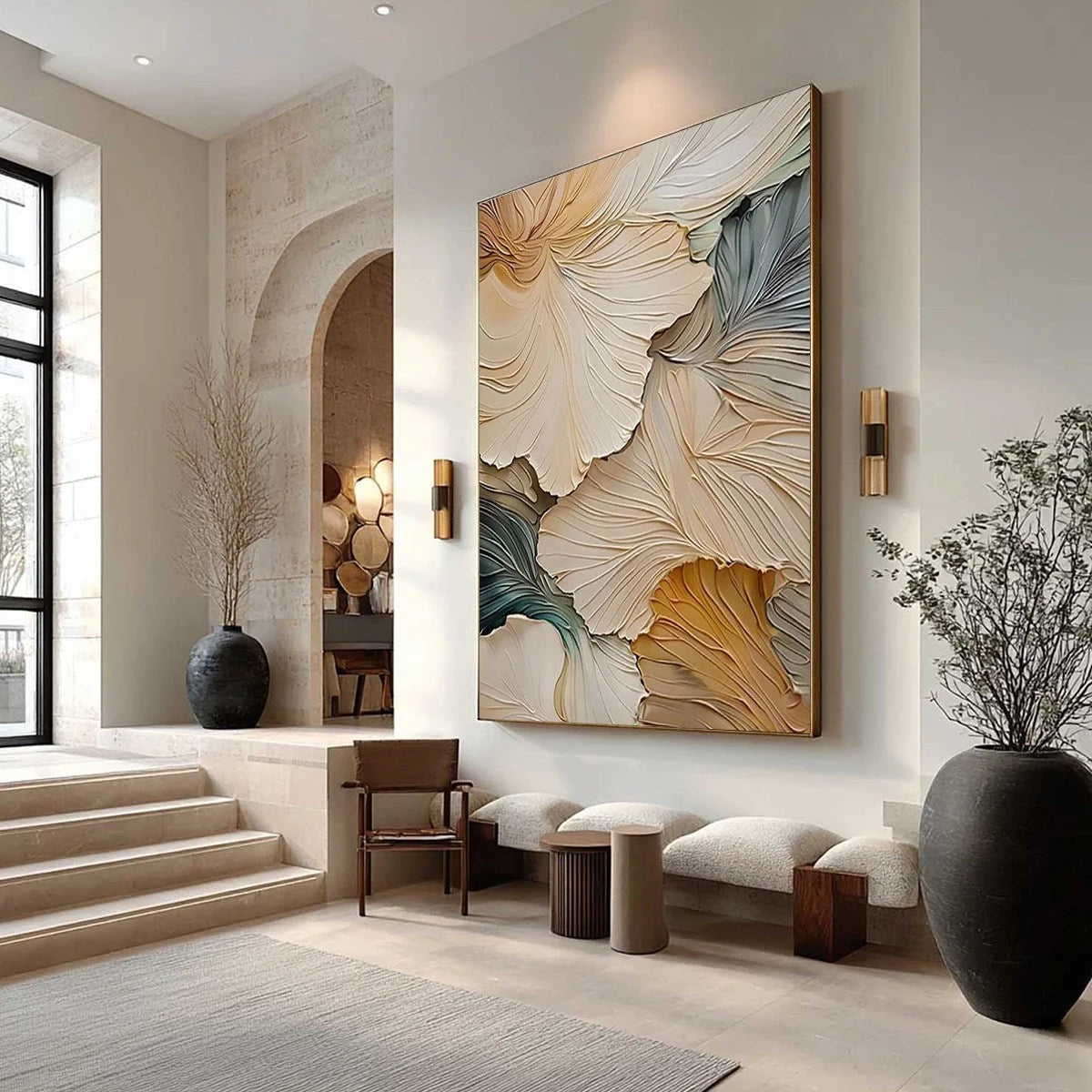 PETAL WHISPER: Soft Impressionist Floral Oil Painting | black frame version on white wall