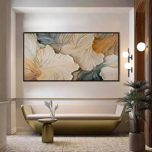 PETAL WHISPERS: Textured Wabi Sabi Abstract Leaf Painting