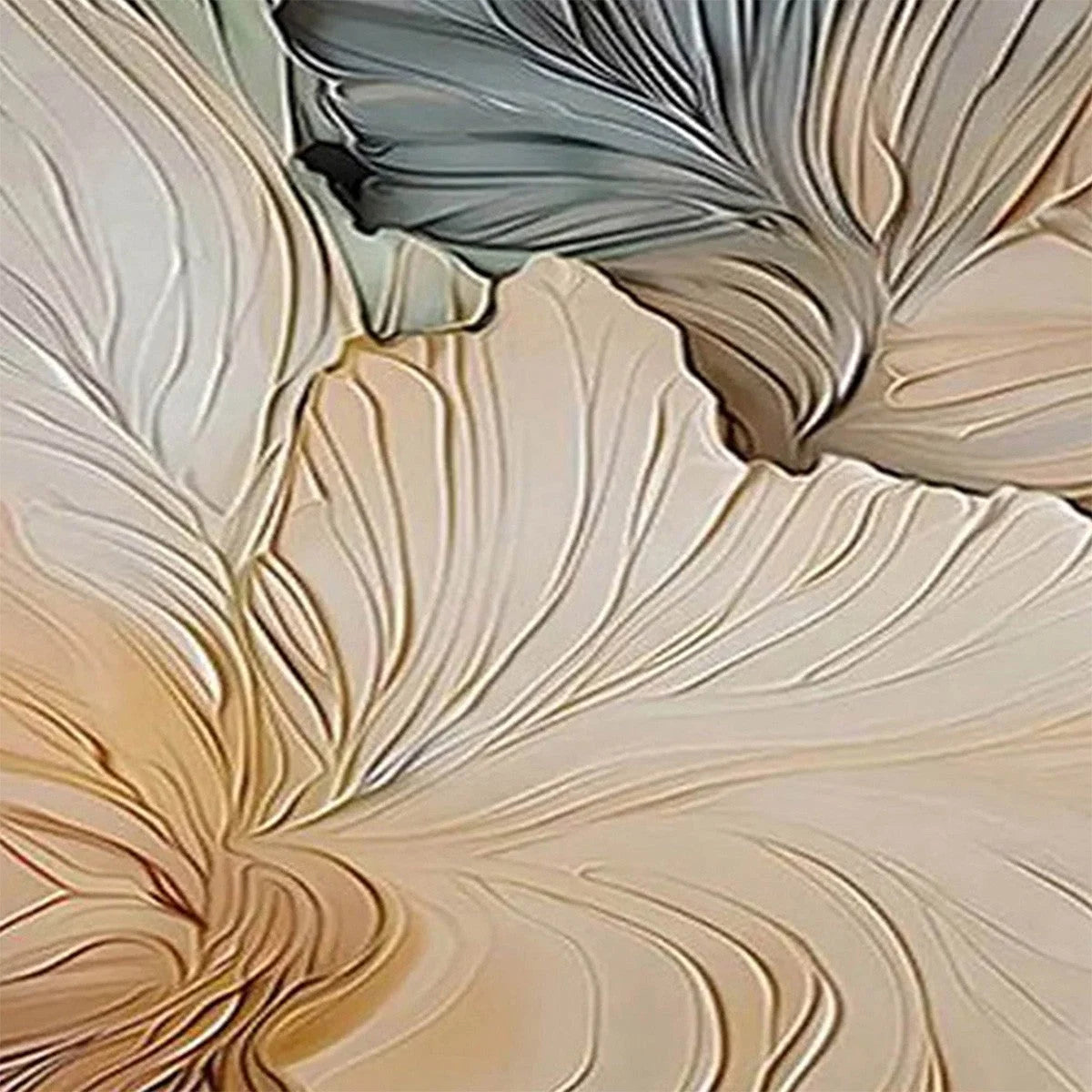 PETAL WHISPERS: Textured Wabi Sabi Abstract Leaf Painting | rolled canvas, ready for custom framing