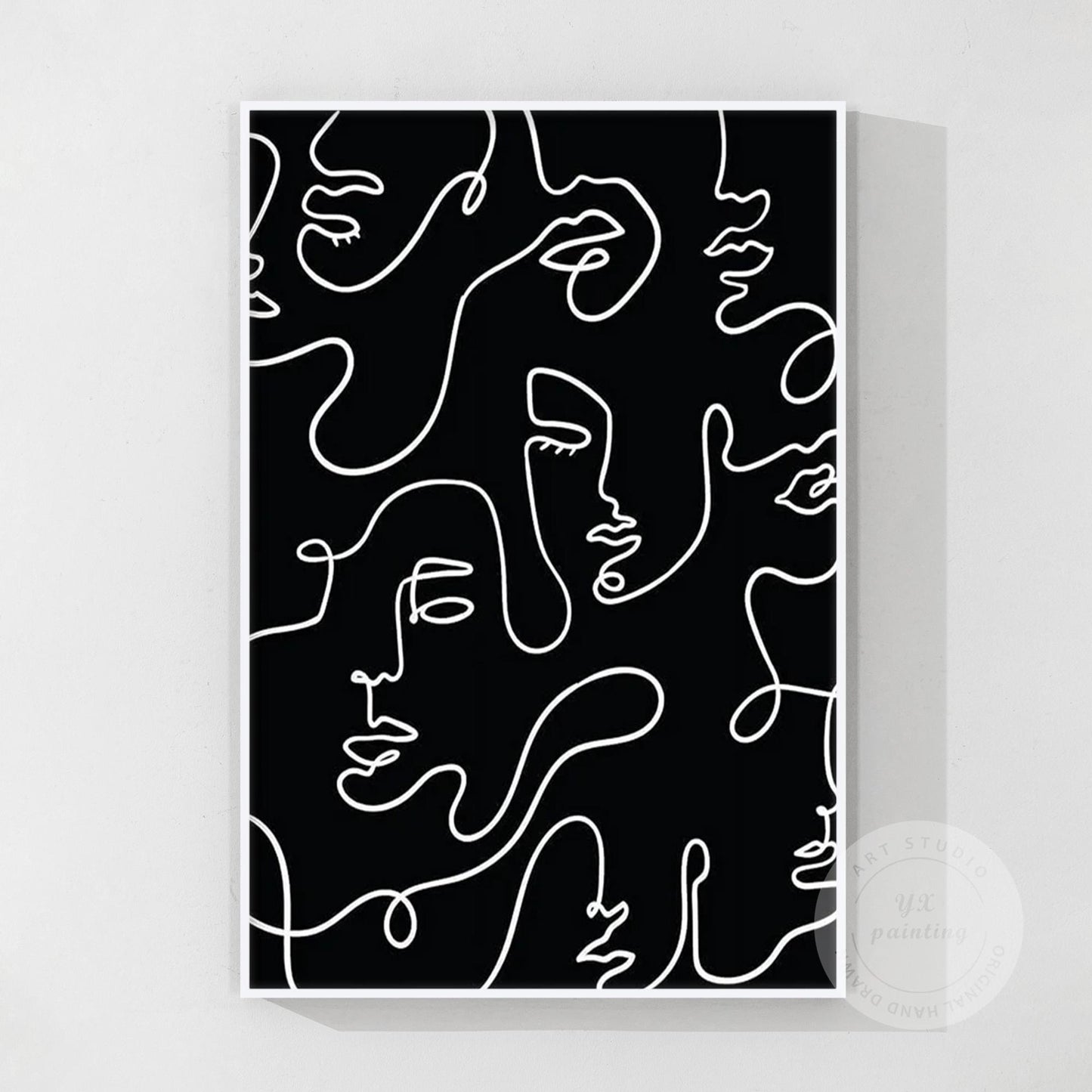 Picasso Line Art: Black and White Abstract Textured Painting #10