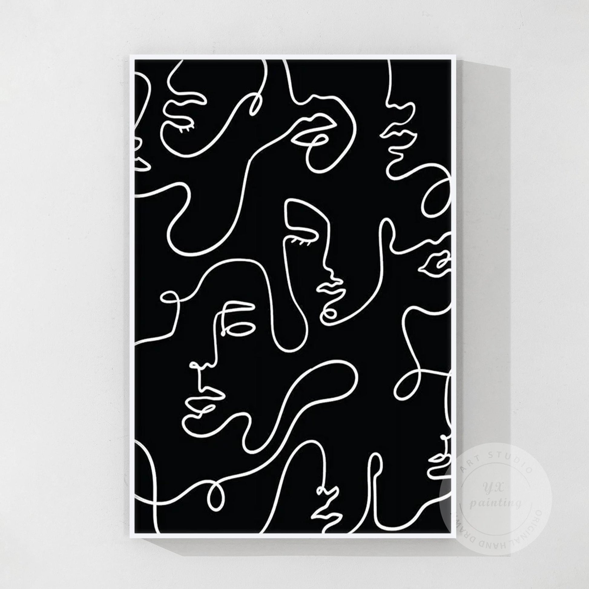 Picasso Line Art: Black and White Abstract Textured Painting #10