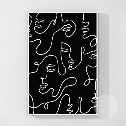 Picasso Line Art: Black and White Abstract Textured Painting #10