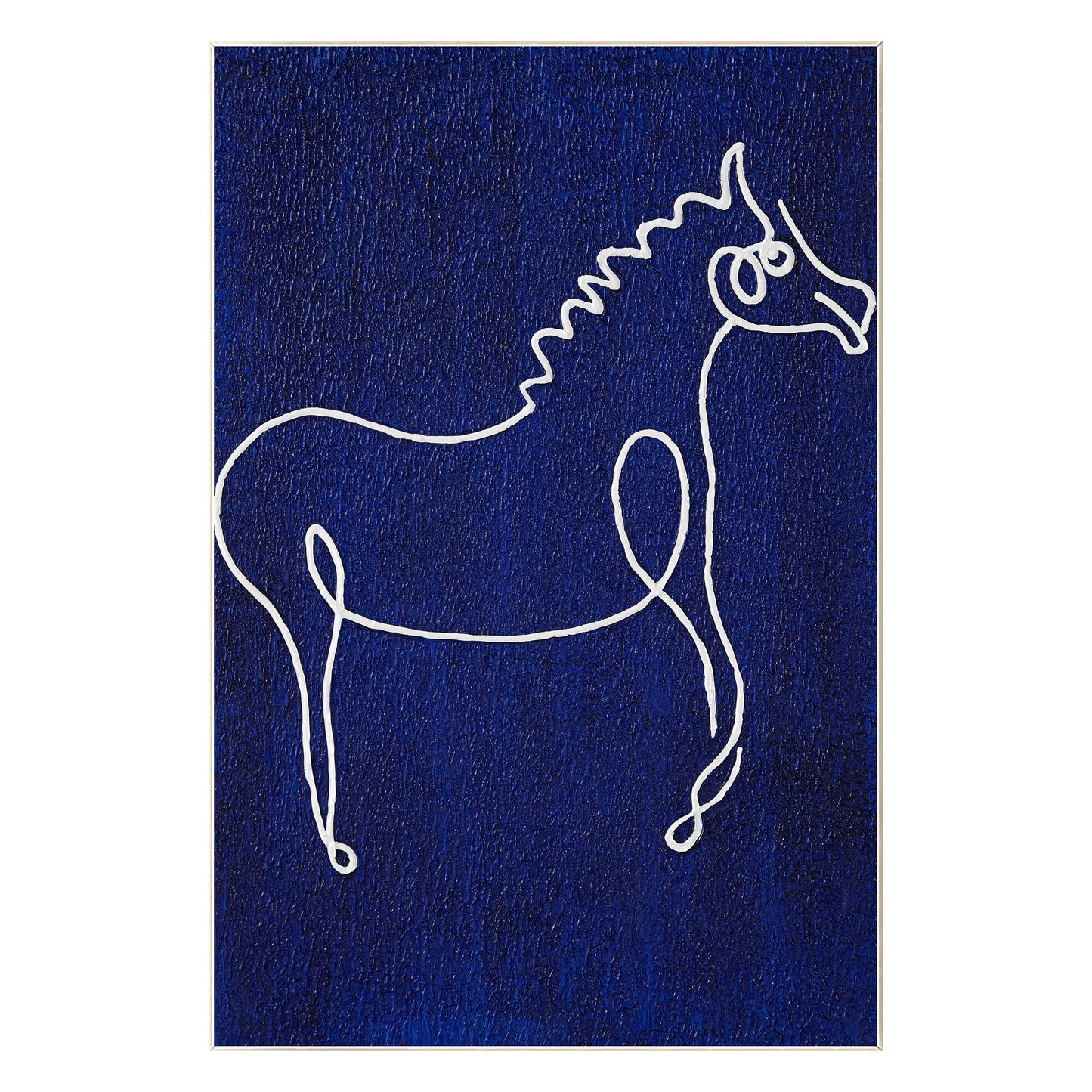 Picasso Line Art Horse Painting: Navy Blue Minimalist Canvas Wall Decor #10