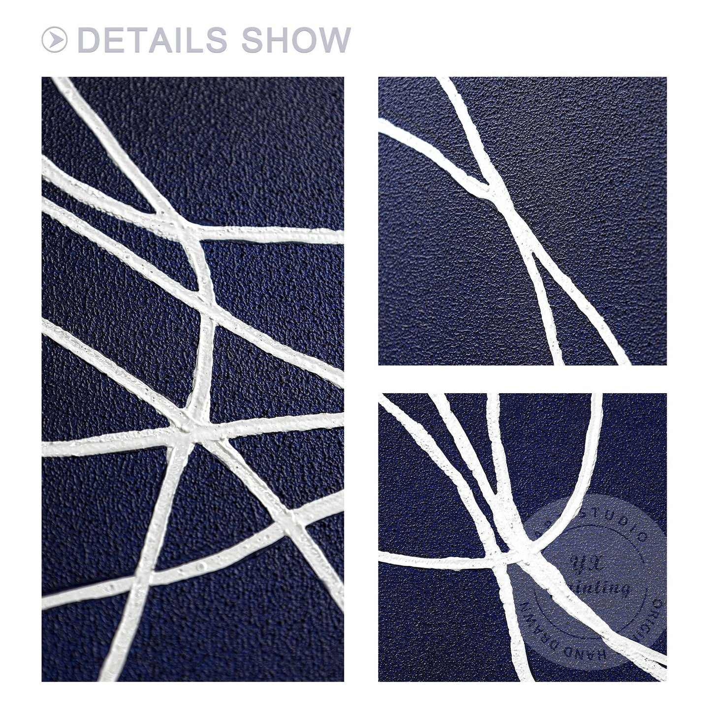 Picasso Line Art: Navy Blue Abstract Painting on Canvas #5
