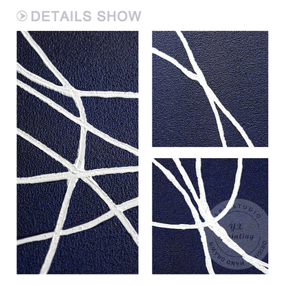 Picasso Line Art: Navy Blue Abstract Painting on Canvas #5