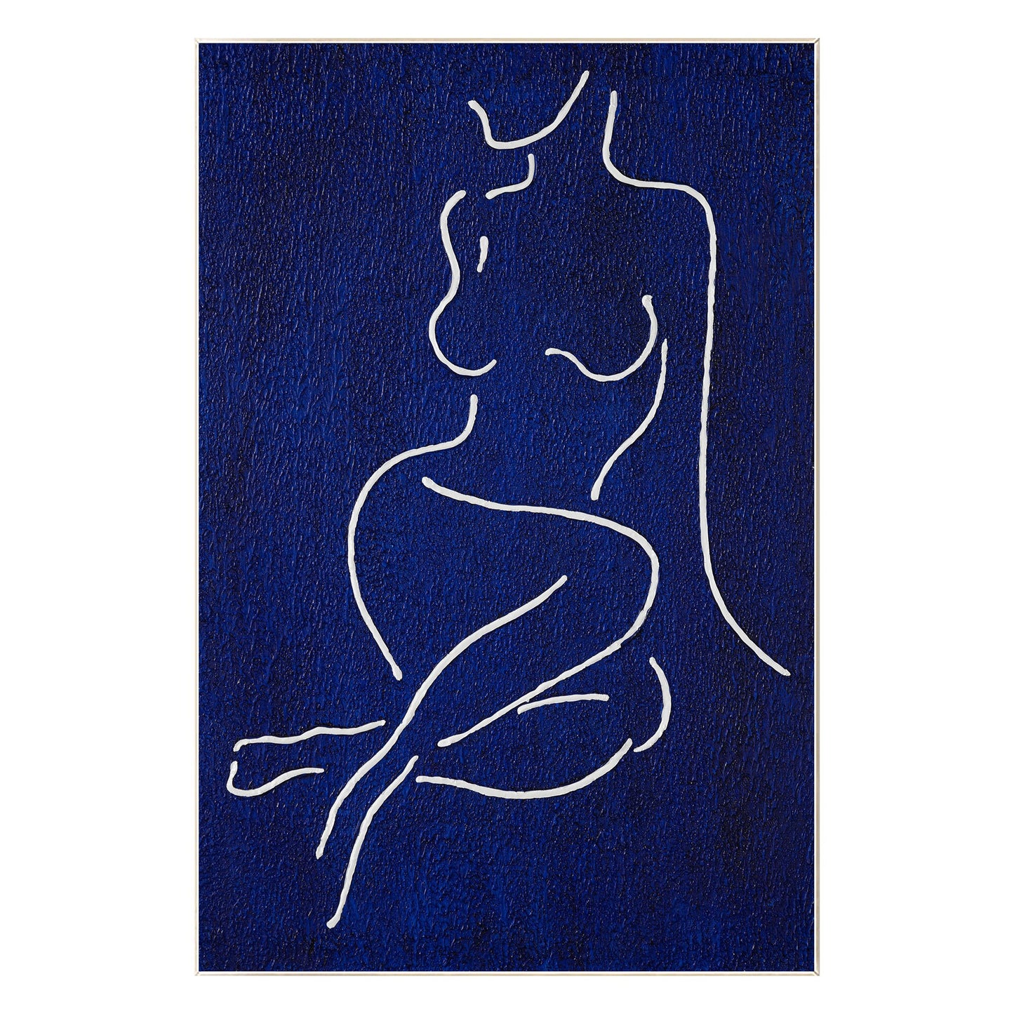 Picasso Line Art: Navy Blue Minimalist Woman Figure Painting #9