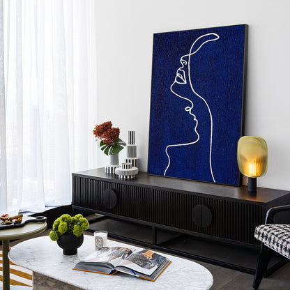 Picasso Line Art Painting: Navy Blue Minimalist Decor #2
