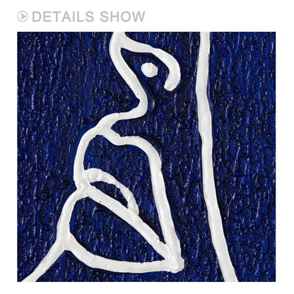 Picasso Line Art Painting: Navy Blue Minimalist Decor #3