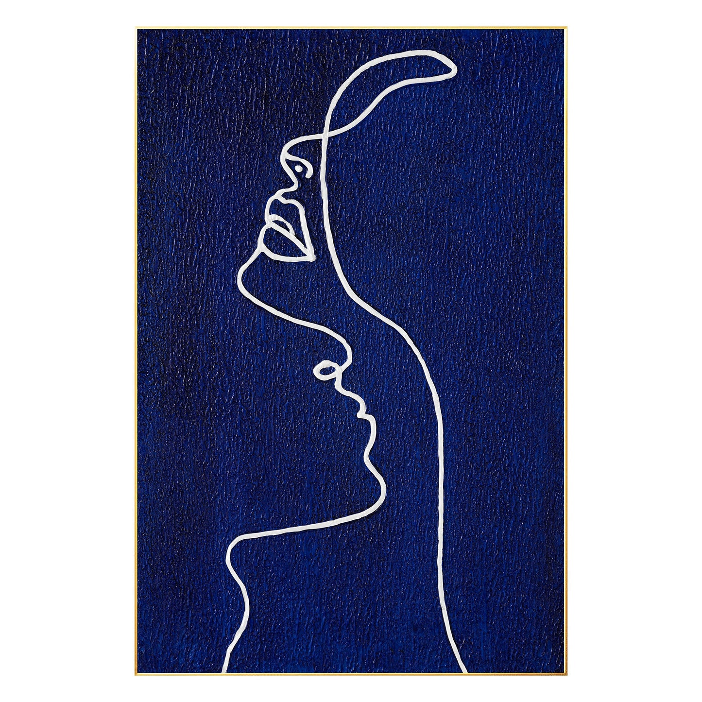 Picasso Line Art Painting: Navy Blue Minimalist Decor #8