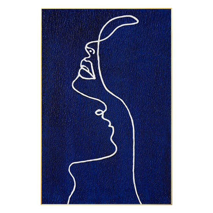 Picasso Line Art Painting: Navy Blue Minimalist Decor #8