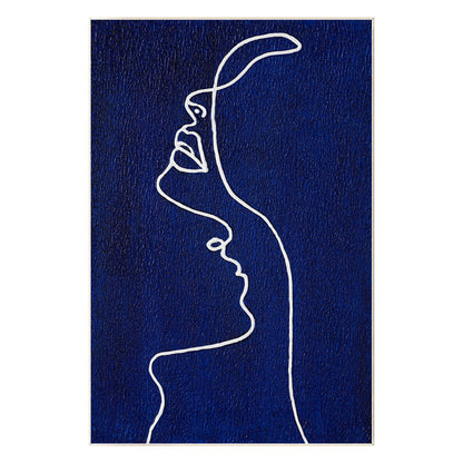 Picasso Line Art Painting: Navy Blue Minimalist Decor #9