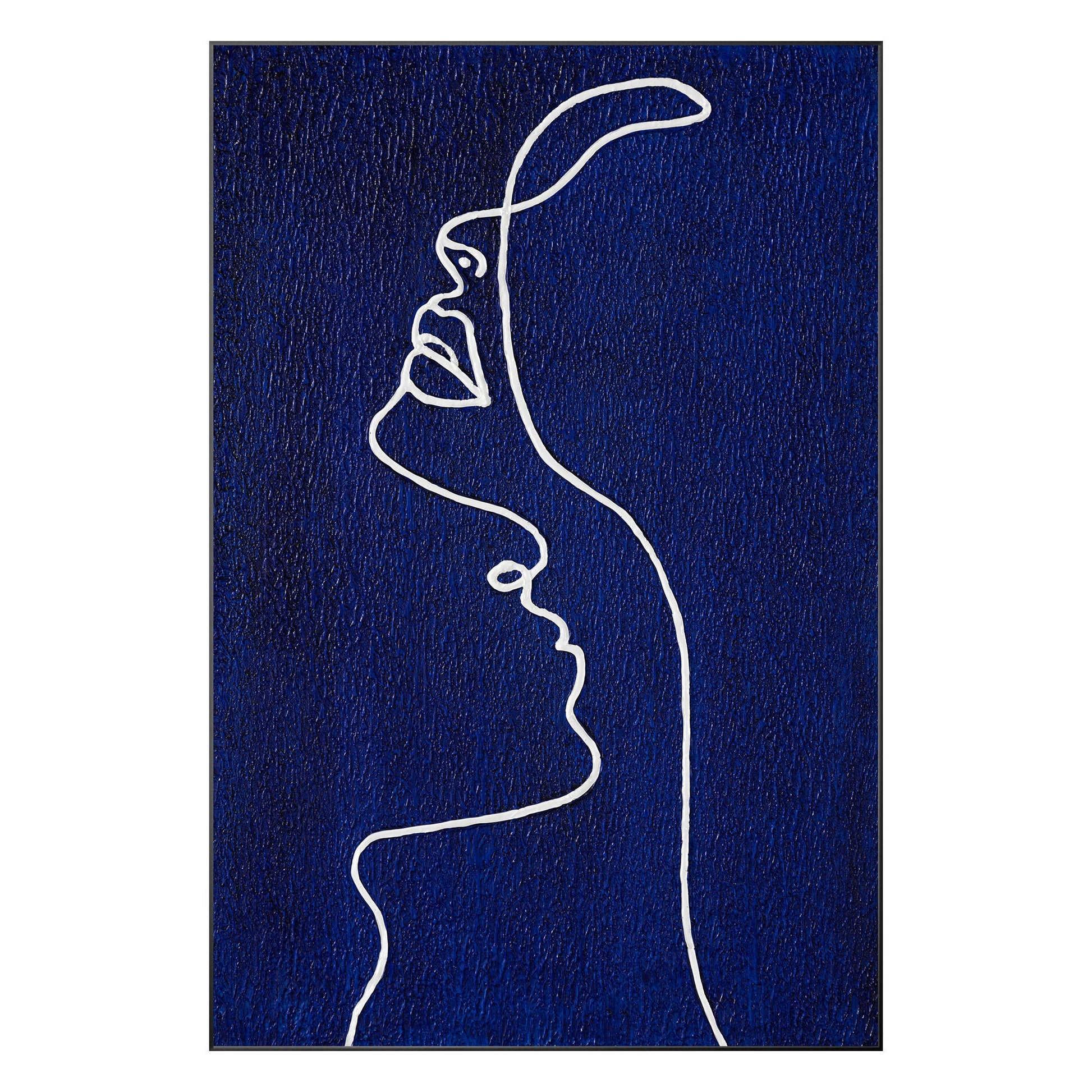 Picasso Line Art Painting: Navy Blue Minimalist Decor #10