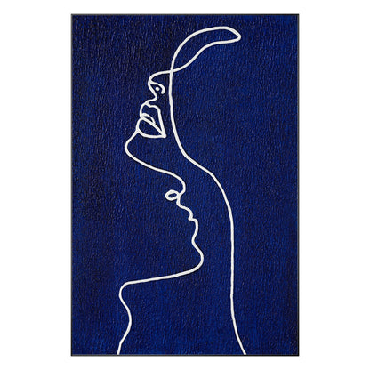 Picasso Line Art Painting: Navy Blue Minimalist Decor #10
