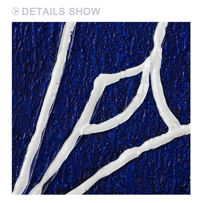 Picasso Line Kiss Painting: Navy Blue Abstract Canvas Wall Art #3