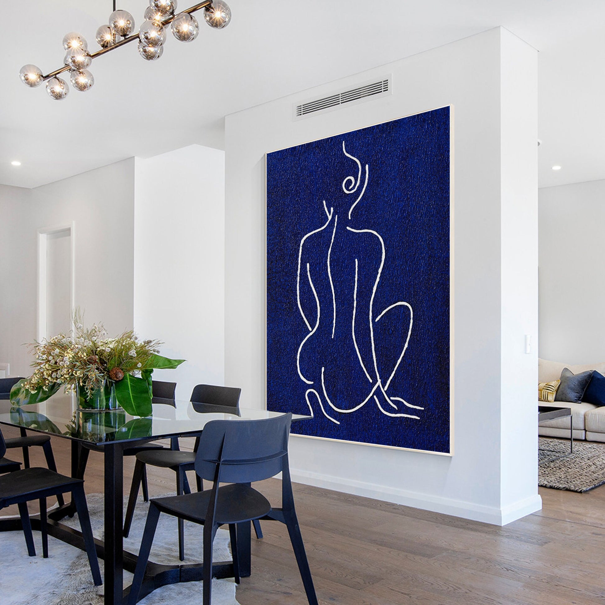 Picasso Line Sexy Woman Figure Original Painting on Canvas, Extra Large Huge Ver #2