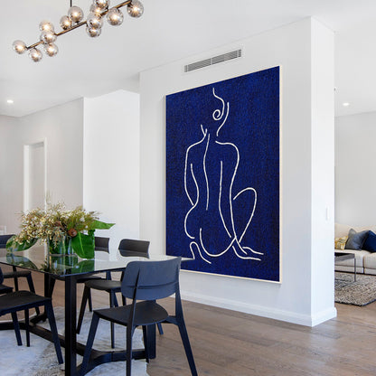 Picasso Line Sexy Woman Figure Original Painting on Canvas, Extra Large Huge Ver #2