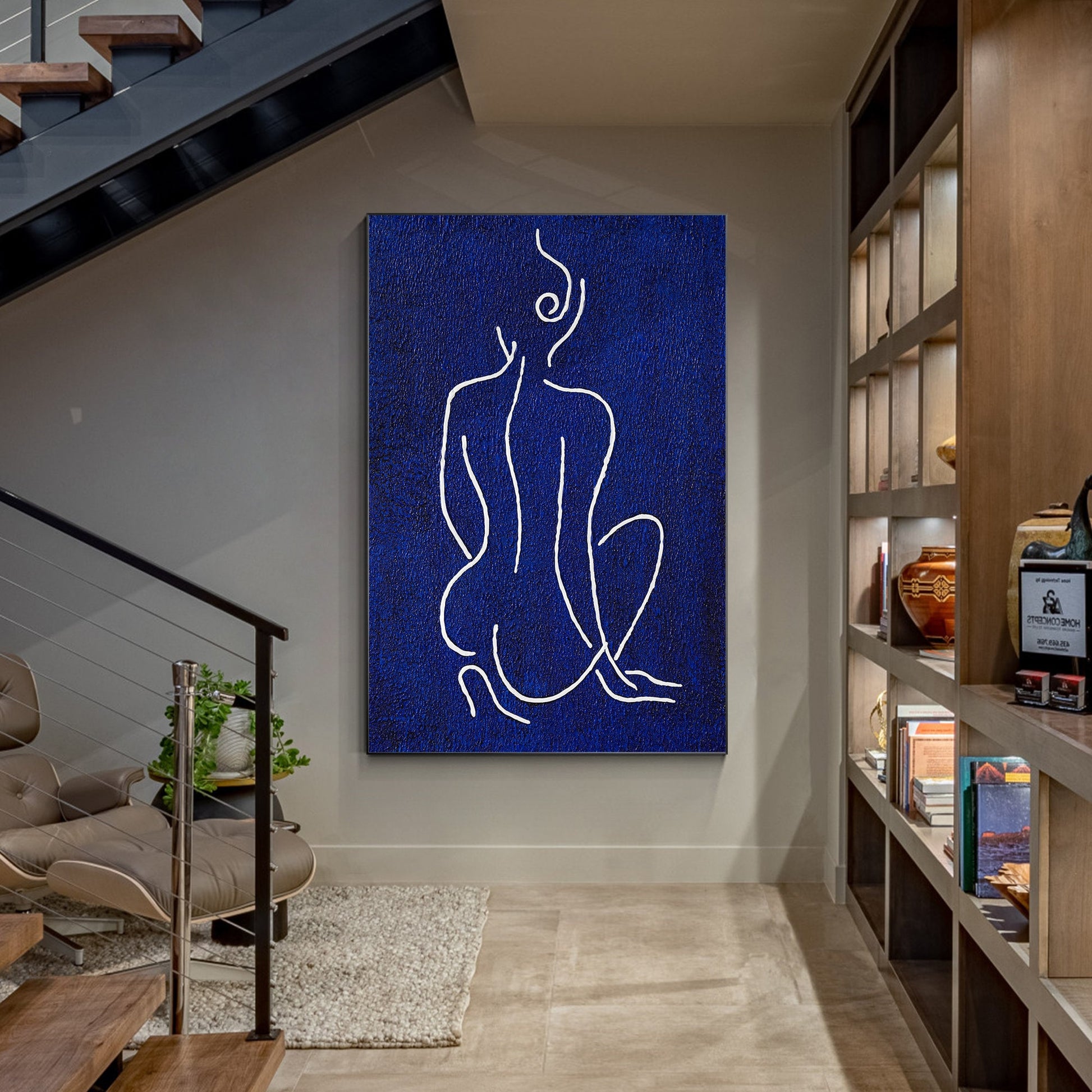 Picasso Line Sexy Woman Figure Original Painting on Canvas, Extra Large Huge Ver #4