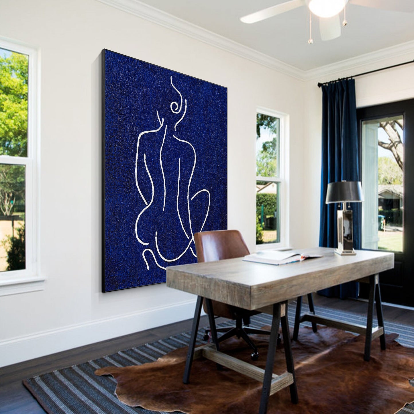 Picasso Line Sexy Woman Figure Original Painting on Canvas, Extra Large Huge Ver #5
