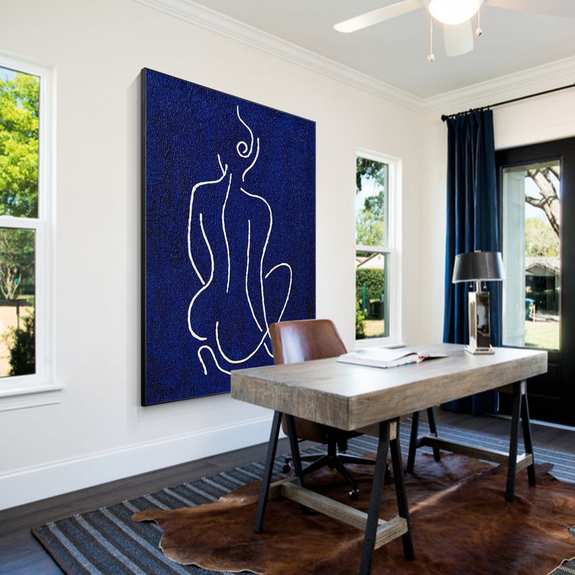 Picasso Line Sexy Woman Figure Original Painting on Canvas, Extra Large Huge Ver #5