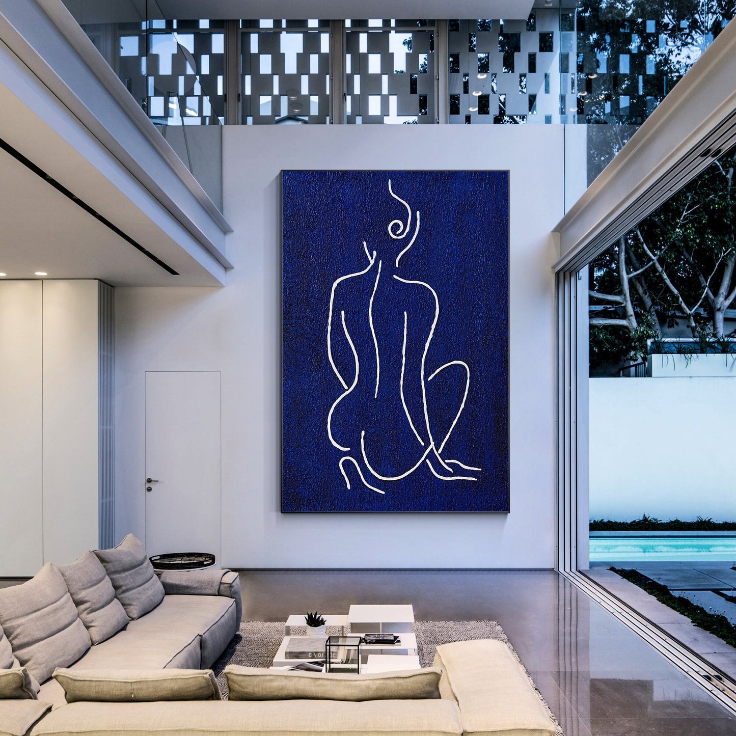 Picasso Line Sexy Woman Figure Original Painting on Canvas, Extra Large Huge Ver #1