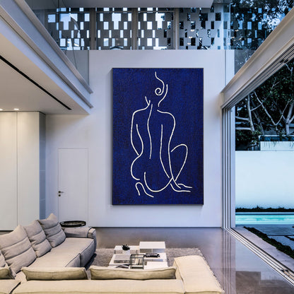 Picasso Line Sexy Woman Figure Original Painting on Canvas, Extra Large Huge Ver #1