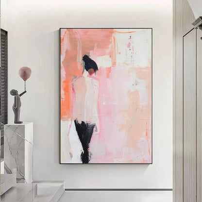 PINK ABSTRACT: Figurative Painting, Pastel Wall Art, Modern Decor, Vertical Canvas | Figurative closeup, raised brushwork detail