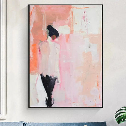 PINK ABSTRACT: Figurative Painting, Pastel Wall Art, Modern Decor, Vertical Canvas | Figurative mood, soft natural light studio shot