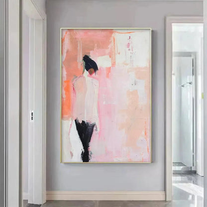 PINK ABSTRACT: Figurative Painting, Pastel Wall Art, Modern Decor, Vertical Canvas | multi-color palette, original oil on stretched canvas art