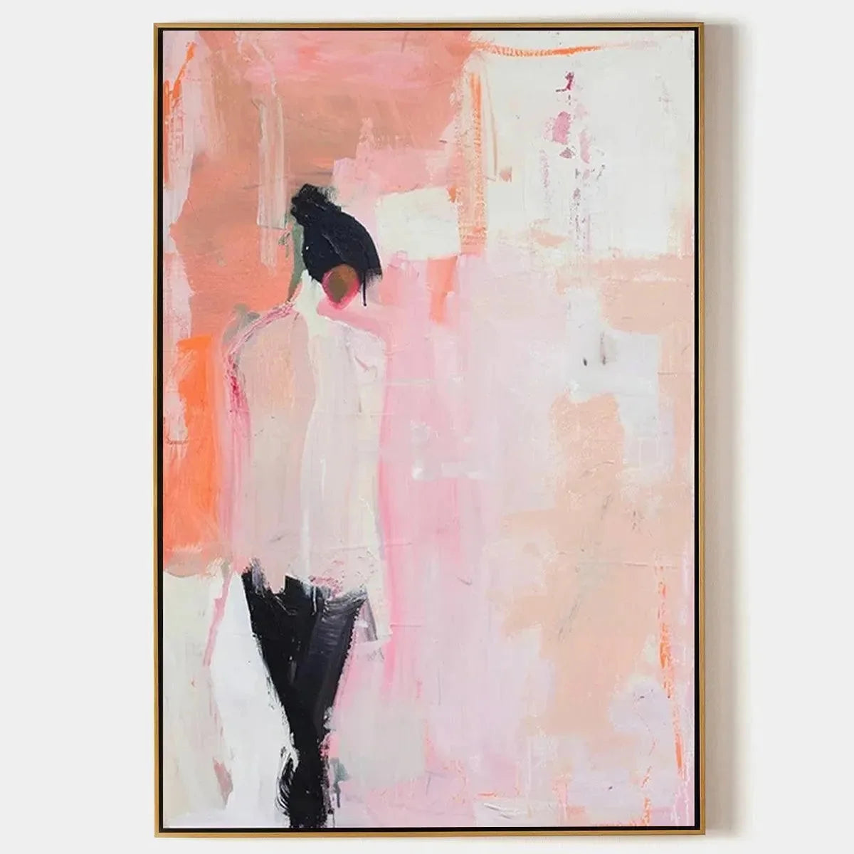 PINK ABSTRACT: Figurative Painting, Pastel Wall Art, Modern Decor, Vertical Canvas | hanging in living room, Figurative wall art