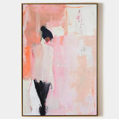 PINK ABSTRACT: Figurative Painting, Pastel Wall Art, Modern Decor, Vertical Canvas | hanging in living room, Figurative wall art