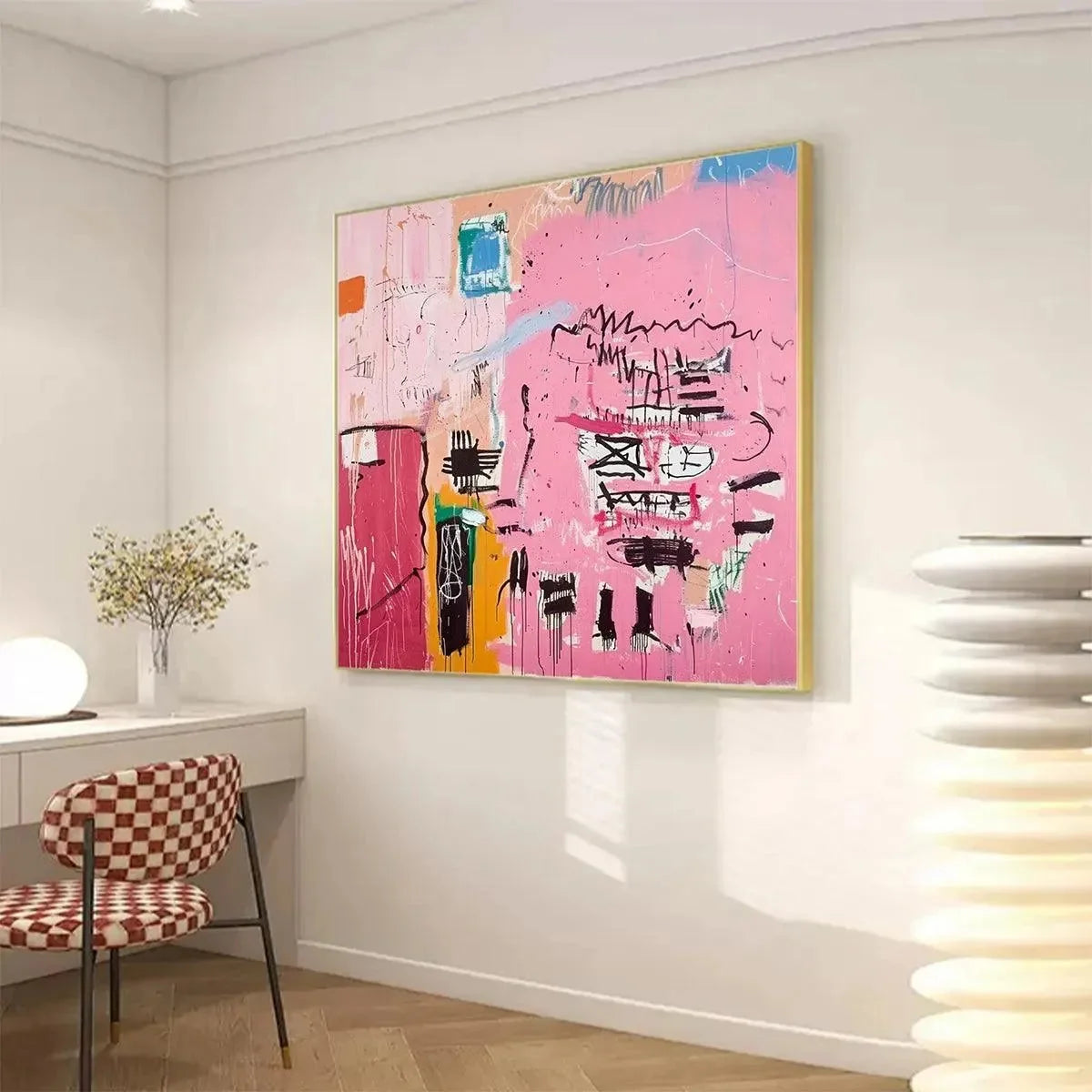 PINK EXPRESSION: Abstract Expressionist Painting, Pink Wall Art | Abstract closeup, raised brushwork detail