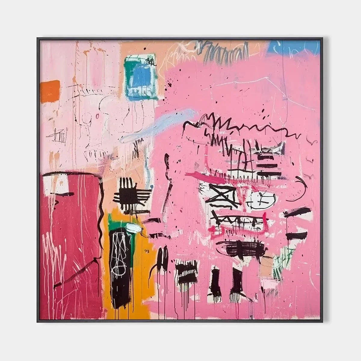 PINK EXPRESSION: Abstract Expressionist Painting, Pink Wall Art | hanging in living room, Abstract wall art