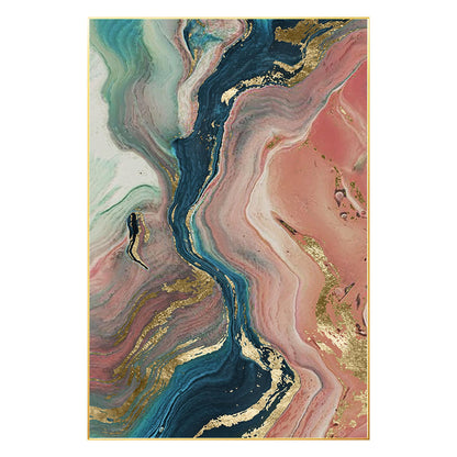 Pink Gold Abstract Painting Original Painting On Canvas, Framed Vertical Wall Ar #7