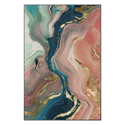 Pink Gold Abstract Painting Original Painting On Canvas, Framed Vertical Wall Ar #9