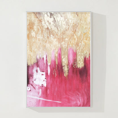 Pink Gold Foil Abstract Painting on Canvas - Large Modern Wall Art #8