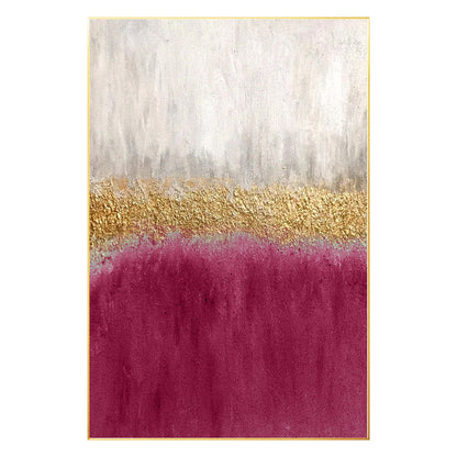 Pink Gold Textured Abstract Painting on Canvas, Framed Modern Wall Art #6