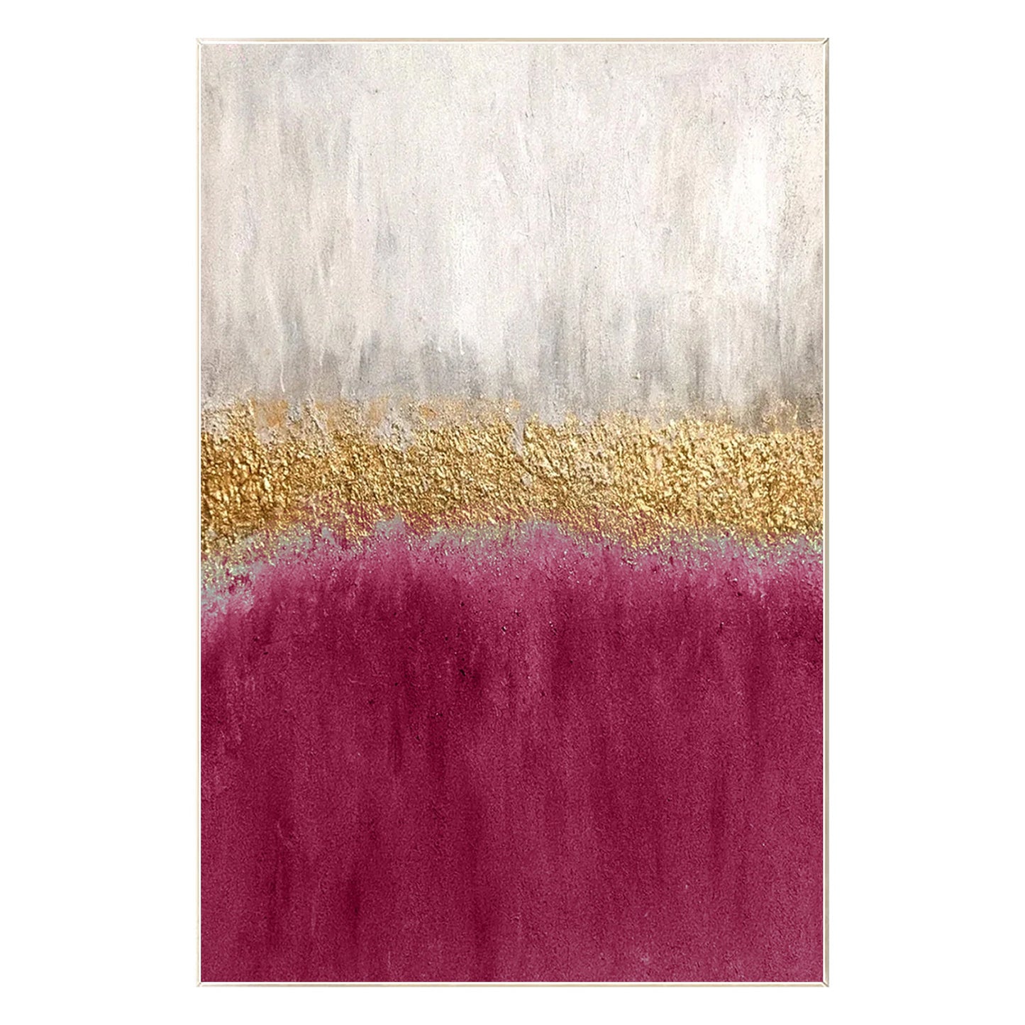 Pink Gold Textured Abstract Painting on Canvas, Framed Modern Wall Art #7