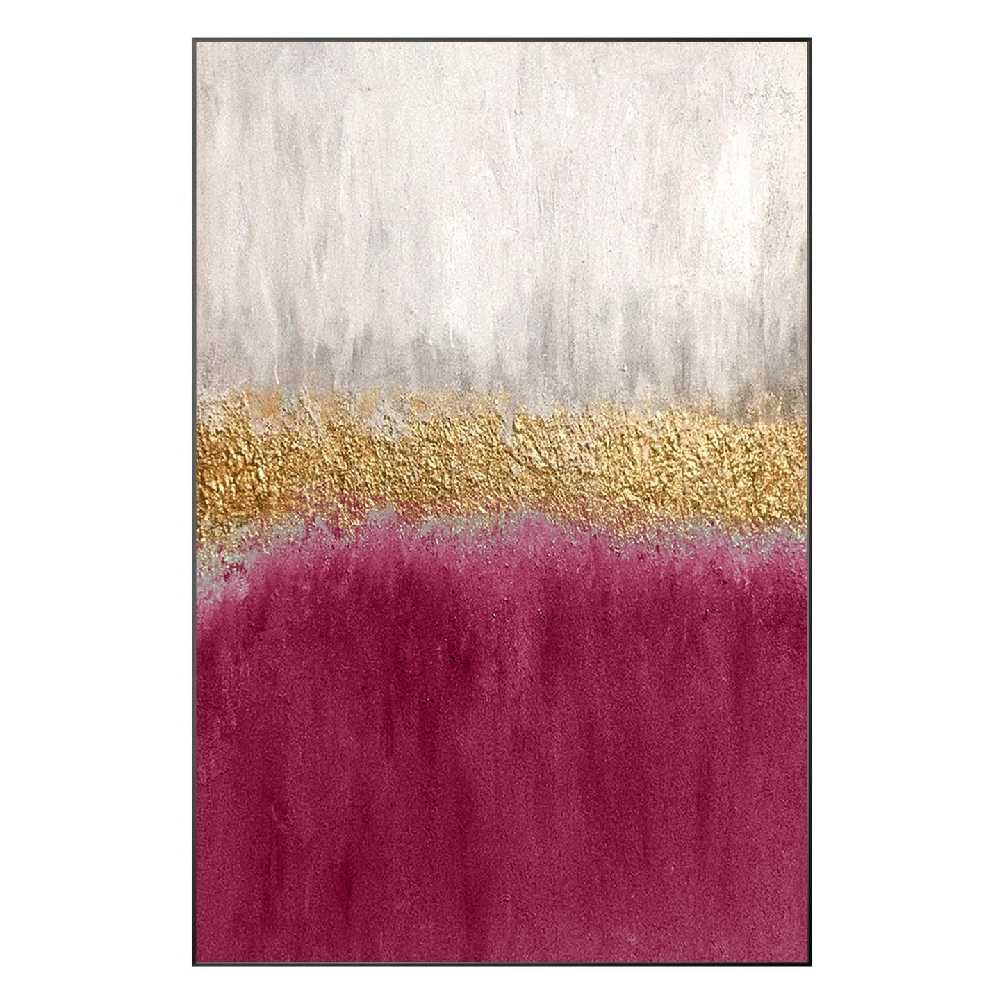 Pink Gold Textured Abstract Painting on Canvas, Framed Modern Wall Art #8