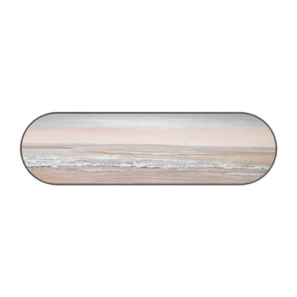 Pink Seascape Painting: Long Narrow Ocean Waves, Oval Framed Coastal Wall Art #7
