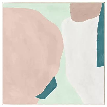 Pink Teal White Abstract Painting Minimalist Painting On Canvas, Square Wall Art #8