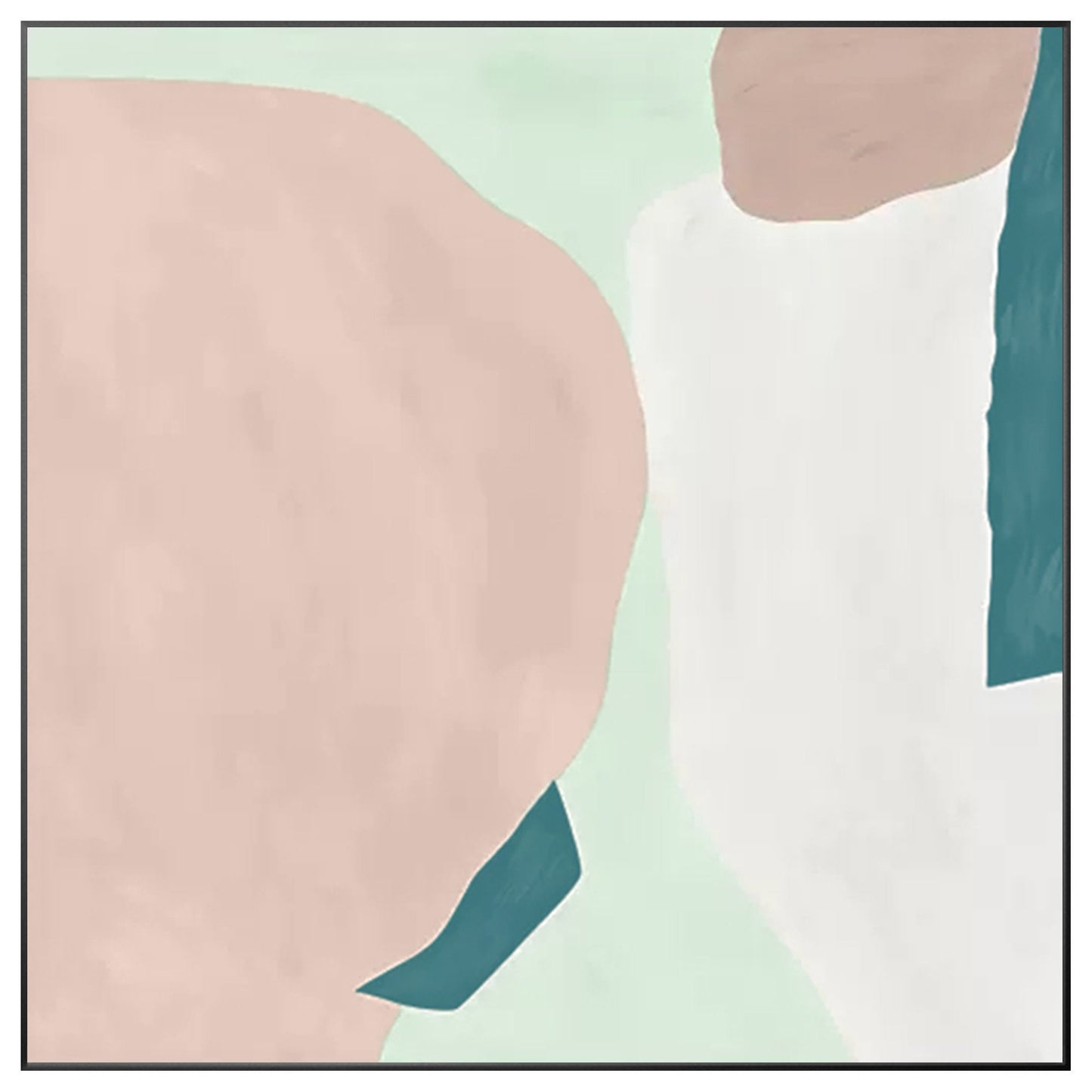 Pink Teal White Abstract Painting Minimalist Painting On Canvas, Square Wall Art #9