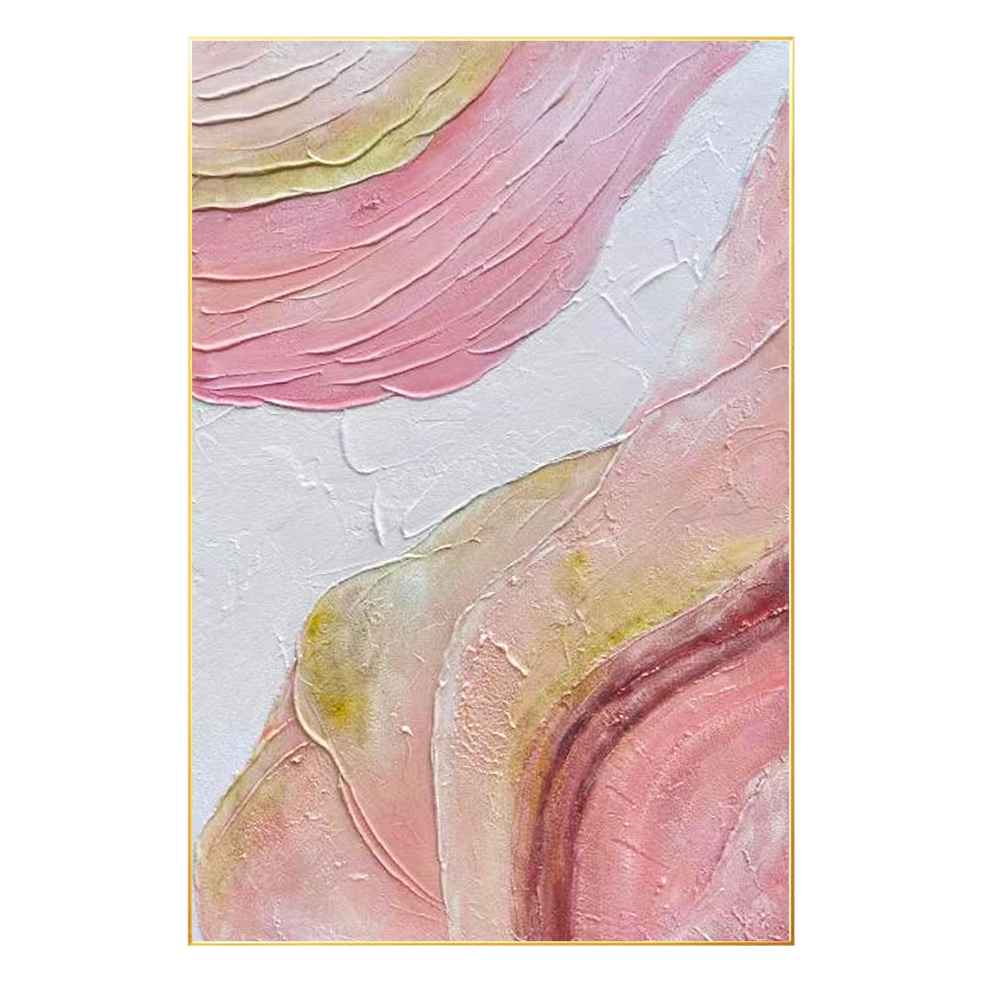 Pink Textured Abstract Painting: Original Boho Wall Art, Framed Canvas #7