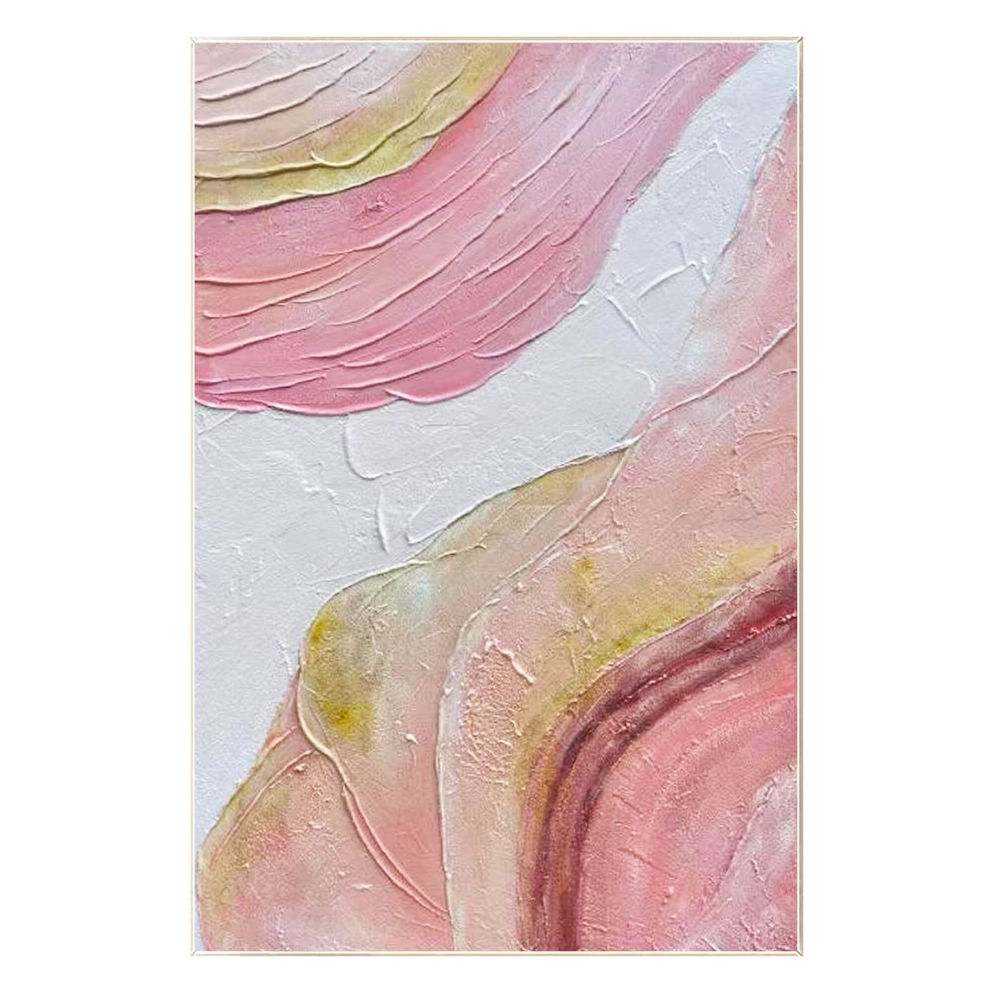 Pink Textured Abstract Painting: Original Boho Wall Art, Framed Canvas #8