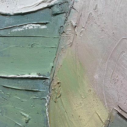 PINK WHISPERS: Textured Abstract Painting in Pink and Green | Abstract mood, soft natural light studio shot