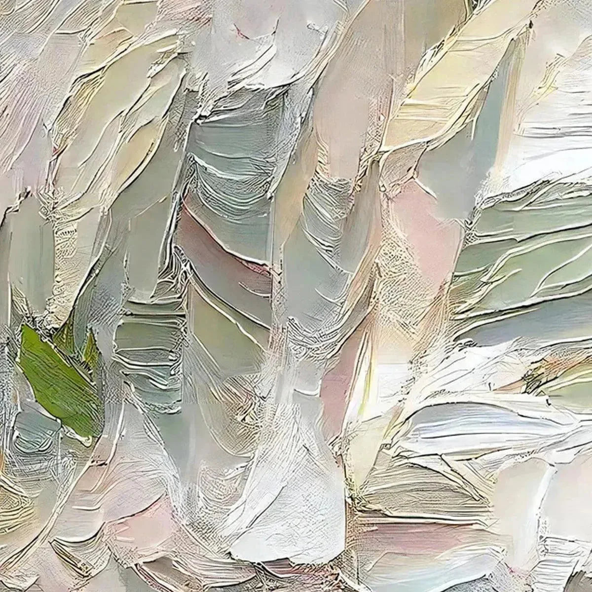 PINK WHISPERS: Textured Abstract Painting in Pink and Green | green palette, original oil on stretched canvas art