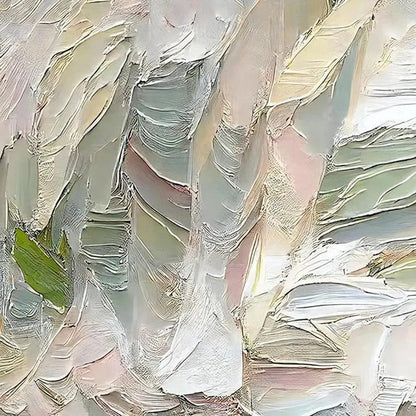 PINK WHISPERS: Textured Abstract Painting in Pink and Green | green palette, original oil on stretched canvas art
