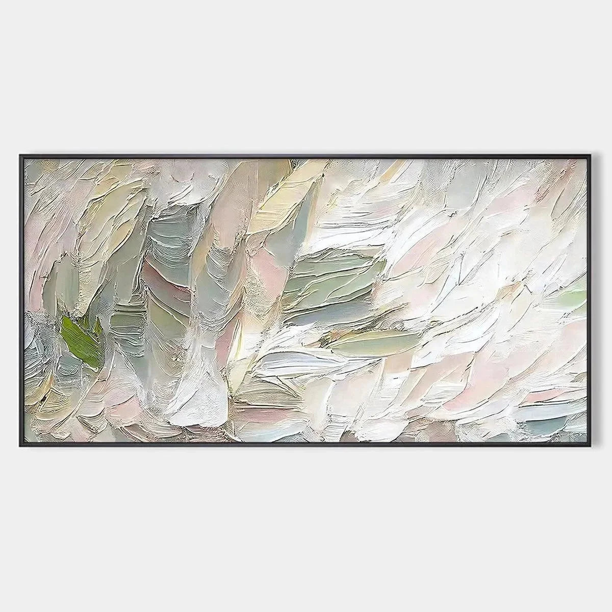 PINK WHISPERS: Textured Abstract Painting in Pink and Green | hanging in living room, Abstract wall art