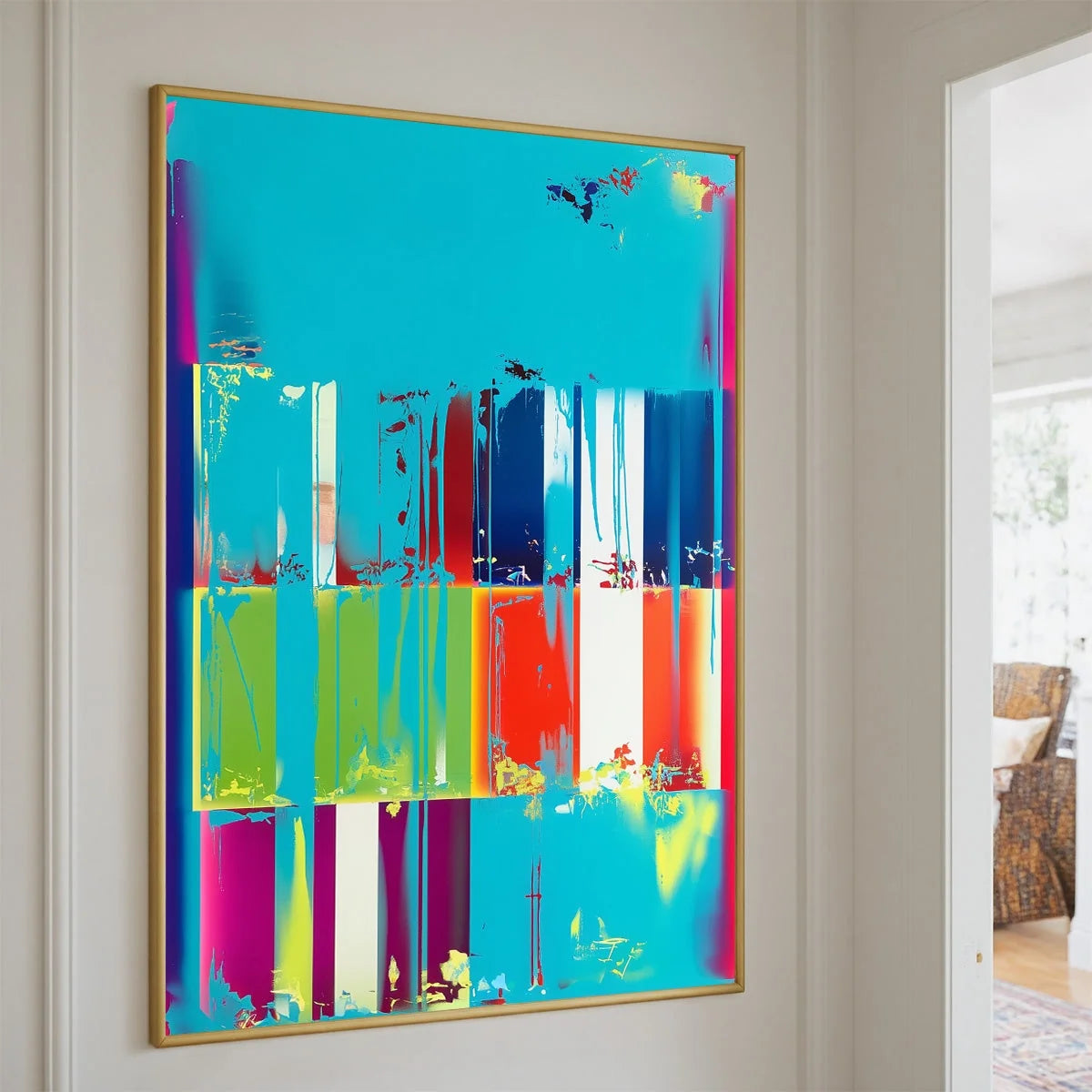 PIXELATED PARADISE: Vibrant Abstract Glitch Art Oil Painting | rolled canvas, ready for custom framing
